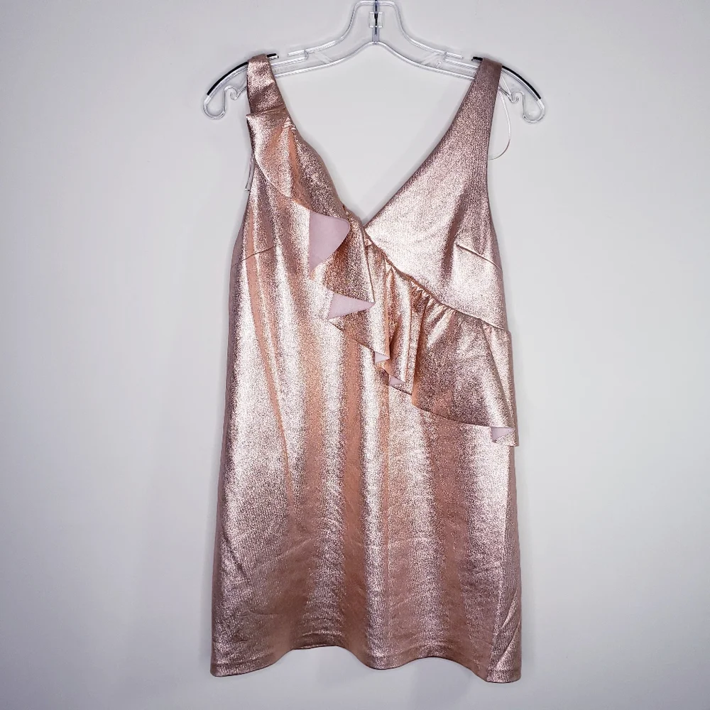 Zara Trafaluc Collection Ruffle Mini Dress Size Small ROSE GOLD Color - Picture 10 of 11